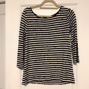 Ann Taylor black/white striped top